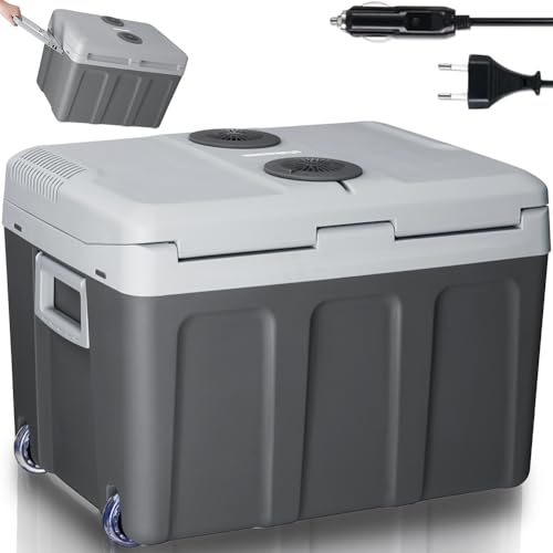 Stakmann Frigorifero Elettrico Portatile per Auto da 40 Litri, Mini Frigo con Manico Ergonomico, Spina da 230V e 12V, Modalità Freddo e Caldo per Camion, Macchina, Barca, Campeggio, Camper (Grigio)