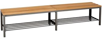 furni24 Bank Umkleidebank, Sitzbank für Umkleideräume mit Schuhrost BxHxT: 200x42x40 cm, Umkleidesitzbank, Umkleidebank, Garderobenbank, Sportbank, Bank mit Echtholz für Fitnessstudio