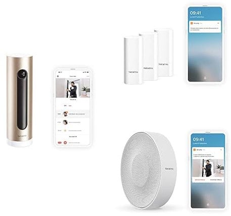 Netatmo Videocamera Interna Intelligente + Sensori di Apertura Intelligenti + Sirena Interna Intelligente Intelligente