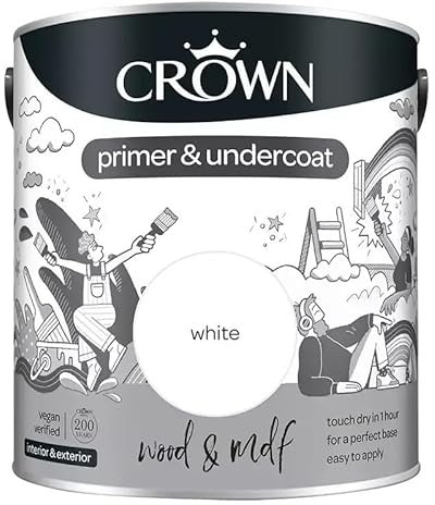 Crown Wood and MDF Primer and Undercoat, White (2.5 Liters)