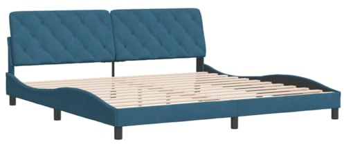 vidaXL Bettgestell, Bett ohne Matratze, Bettrahmen mit Lattenrost für Schlafzimmer, Schlafzimmerbett DoppelBettgestell Blau 200x200cm Samt