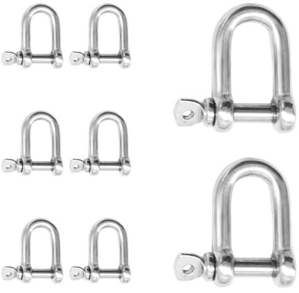 CEEYSEE 8 Stück D Schäkel M4 Edelstahl Schraube Schäkel Stahlkettenglied-Schäkel Schäkel gerade Kurze Form Edelstahl für Kordeln Ketten (D/M4/DXK)