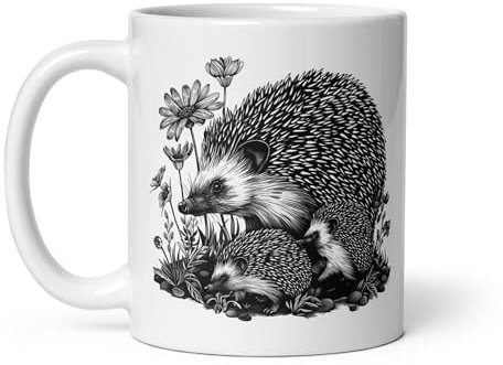 Tasse Natur Hirsch Wildschwein Fuchs Laie Markassin Wald Spaziergang Jagd Tiere Landschaft Tee Kaffee Original Tasse Geschenk Kollege Herren Damen Naturforscher Opa Oma (Igel)