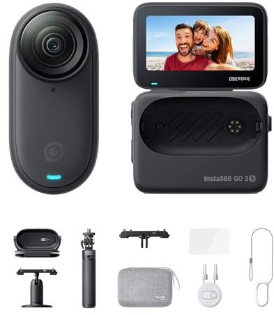 Insta360 GO 3S Nero Notte Pack All-In-One (128GB) - Cam 4K per vlogging, POV a mani libere, montaggio magnetico, stabilizzazione, 140 minuti di autonomia, impermeabilità fino a 10 m, editing IA