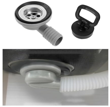 Adunsiaoto Scarico in Acciaio Inox per Roulotte, Scarico Lavello Presa Caravan, Scaricos Lavandino Da Campeggio, Scaricos Lavandino Con Coperchio Chiusura, Tubo Scaricos Laterale a 90°, Per Camper
