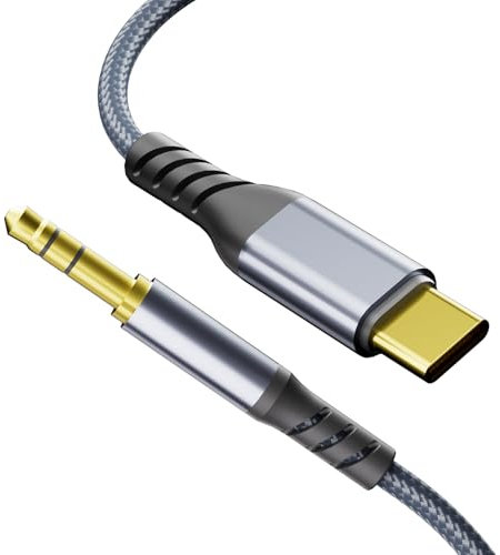 Cable AUX USB C a Jack 3.5, 1.2M Tipo C a 3,5 mm Macho Jack de Adaptador Coche de Estéreo Auxiliar Audio Compatible con iPhone 16 Pro Max/15 Pro MAX Plus, Galaxy S24 S23 Ultra, Huawei P40, iPad Pro