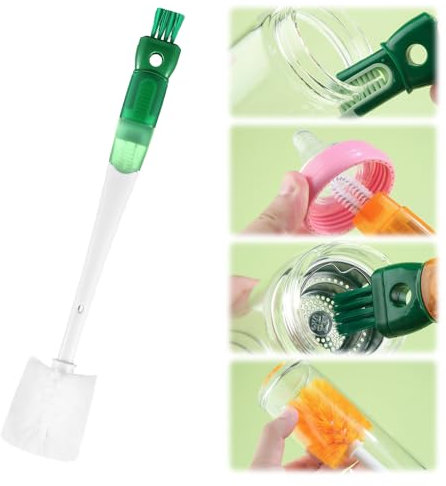 Multifunctional Water Bottle Cleaning Brush - Detailing Brushes for Small Spaces, Glass Cups (Green)