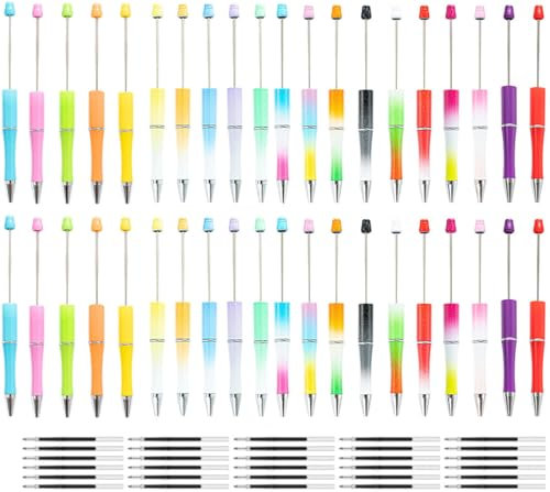 BetterJonny 80Pcs Kugelschreiber Perlenstifte, 40Pcs DIY Perlen Kugelschreiber Set mit Zusätzlichen 20Pcs Schwarzer und 20Pcs Blaue Tinte für Büro Schule Schreibwaren,B
