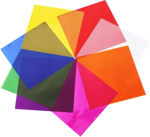 Papel Celofan para Manualidades - 160 Hojas en 8 Colores Transparentes, 7.5x7.5 Pulgadas, Plástico para Navidad, Envolver Regalos DIY
