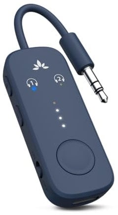 Avantree Relay - Airplane Bluetooth 5.3 Adapter with Qualcomm aptX Adaptive, Supports 2 AirPods or Headphones, 20H Playtime, 3.5mm AUX Jack Wireless Audio Transmitter for Planes, Airline, Travel