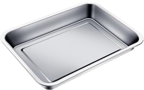 Teglia da forno 32 × 22 cm (misura reale 31,5 × 21,5 × 4,8 cm) in acciaio inox 304/430, bordo rinforzato, lavabile in lavastoviglie - LooKtheChange
