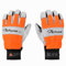 SAFEYEAR Kettensägen-Handschuhe, L, Weißes Rindsleder & PVC-verstärkt, EVA-Stoßdämpfung, Fluoreszierendes Orange reflektierend, Kettensägen-sichere linke Hand, Klettverschluss - Langlebig & Rutschfest