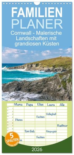 Familienplaner 2026 - Cornwall - Malerische Landschaften mit grandiosen Küsten mit 5 Spalten (Wandkalender, 21 cm x 45 cm), CALVENDO: Zwischen rauer ... im Südwesten Englands (CALVENDO Orte)