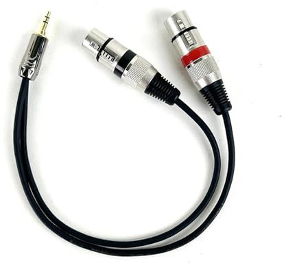 ROBAUN Adaptateur jack 3,5 mm 1/8 vers 2 XLR 3 broches, câble répartiteur en Y 3,5 mm mâle vers double XLR mâle/femelle, 0,3 à 5 m(D1002-FF-Black-Red,1 m)