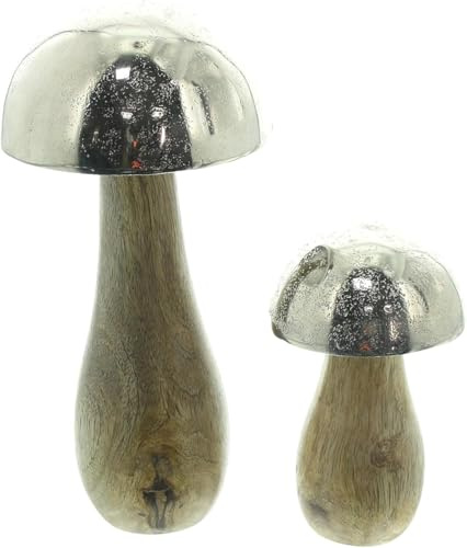 FRANK FLECHTWAREN Pilz Mangoholz, 2er Set, Höhe 11 cm, 18 cm