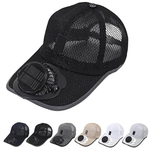Qosigote Mütze Mit Ventilator, Kappe Mit Ventilator, Atmungsaktive Baseballkappe Mit Solarventilator, USB-Wiederaufladbarer Aus Atmungsaktivem, Langlebige Kühlung Für Camping Radfahren Laufen