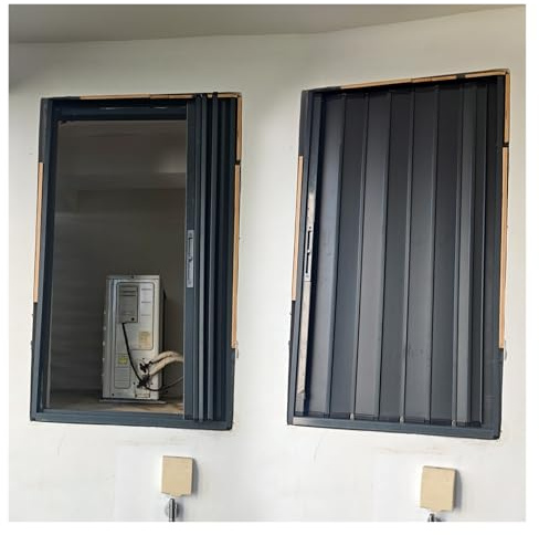 Vyrata falttüren innentüren Aluminium-Falttür, Falt-Akkordeontüren for Türöffnungen, Metall-Faltschiebetür mit Schloss und Schlüssel, Breite und Höhe individuell anpassbare((78x80in) 198.1x203.2cm)