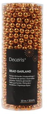 Kaemingk Perlenkette Kunststoff 8mm x 10 Meter Weihnachtsbaum Deko - Perlengirlande - Christbaumschmuck & Weihnachtsdeko - Warmorange