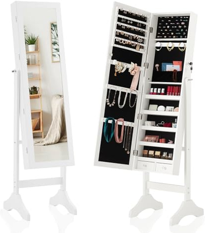 Sweetcrispy Jewelry Armoire Cabinet, Jewelry Organizer, Freestanding