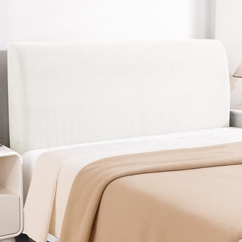 YSTELLAA Bett Kopfteil Bezug, 180CM, Weicher Stretch Bettkopfteil Bezug, Headboard Cover Staubdicht Kratzfester, Abnehmbarer Kopfteilbezug Bett Waschbar, Kopfteil Husse, Weiß