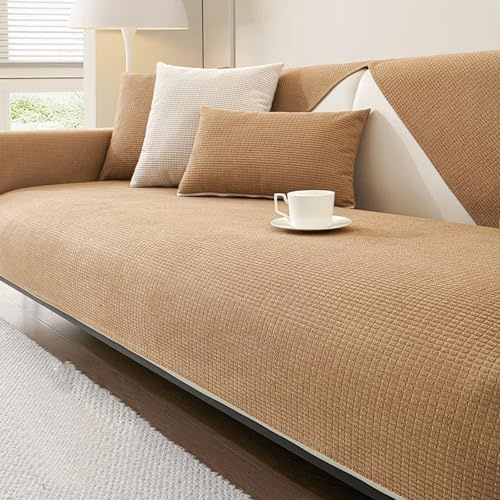 Generisch Hund Katze Sofaschoner,Rutschfester Universeller Sofabezug für 2/3/4-Sitzer Sofa Überzug Armloser Möbel Protector(Brown,90x180cm)