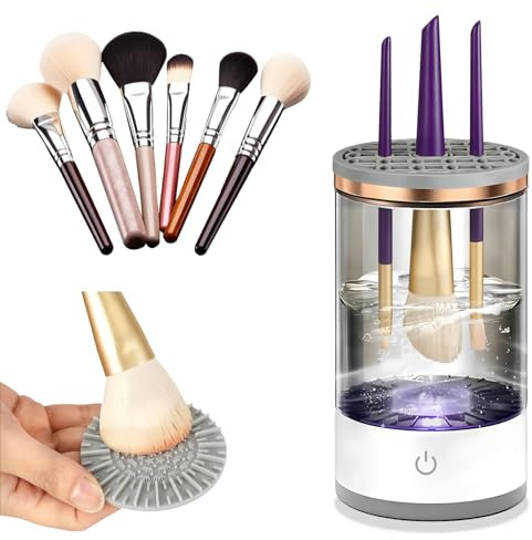 Nettoyeur de pinceaux de maquillage électrique – Design compact portable pour voyage à la maison – Machine de nettoyage professionnelle pour pinceaux de maquillage – Nettoyeur automatique de pinceaux