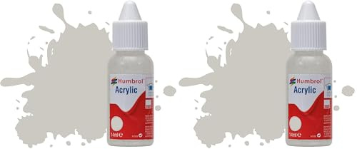 Humbrol Acrylic Paint No 28 Camouflage Grey Matt dropper bottle,14ml (Pack of 2)