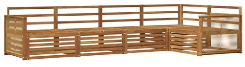 vidaXL Outdoor-Sofagarnitur 5 pcs Natur Massivholz Akazie, Patio Lounge, modernes Sofa für draußen, wetterfestes Gartenmöbel, bequemes Terrassen-Set