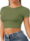 Re Tech UK - Women's Basic Ladies Short Sleeve Stretchy Crop Tops for Women, Slim Fit Crew Neck, Cropped T Shirt, Summer, Cute, Tshirt, Sizes 8-14 (S/M 8-10, Khaki)