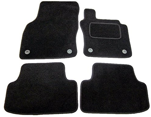 Tailored Carpet Car Mats for VW Passat B8 2015 Onwards, Black, 4-Piece Floor Mat Set with Clip Points