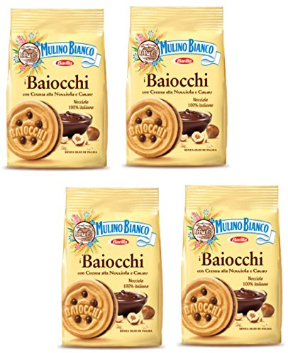 Mulino Bianco: I Baiocchi Kekse mit cremefarbener Haselnuss und Kakao, 260 g, 4 Stück