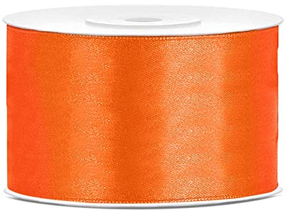 DaLoKu Satinband 6/12/25/38/50/100mm x 25m Geschenkband Schleifenband, Größe: 38mm x 25m, Farbe: Orange