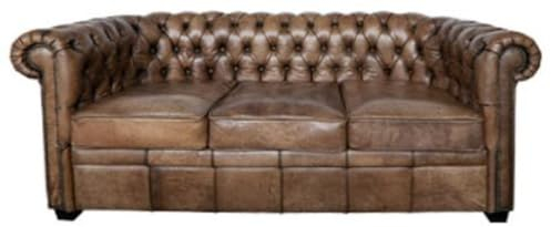 Casa Padrino Luxus Chesterfield Büffelleder Sofa Vintage Braun 192 x 92 x H. 73 cm - Luxus Möbel