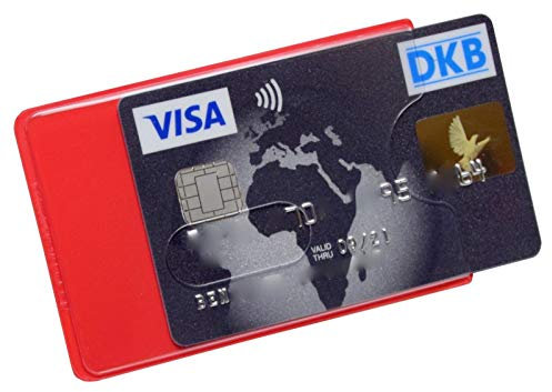 orgaexpert 6X EC Kartenhülle Stabil NEU Kreditkartenhüllen, Scheckkartenbox, Schutzhülle (Rot - transparent)