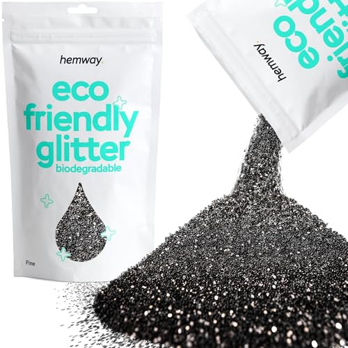 Hemway Eco Friendly Biodegradable Glitter - Black | 100g Fine Plant-Based Metallic Flakes for Arts & Resin Crafts | Bio Supplies for Festival, Hair, Face, Body & Nail Art Decoration