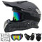 Motorrad Crosshelm mit Brille (4 Stück/ Schwarz / Großer Visieröffnung) Motocross Helm Fullface MTB Helm Cross Helm Motorradhelm für Fahrrad Downhill Enduro Bike BMX Off Road ATV,L
