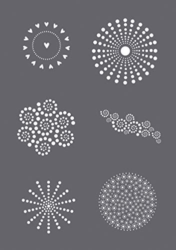 Rayher 45135000 Siebdruck-Schablone Dots, A5, 1 Schablone mit 6 Motiven + 1 Rakel, für tolle Prints auf Textil, Holz, Beton etc, Farblos