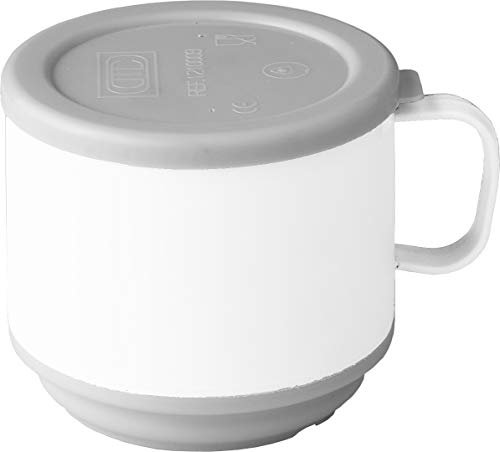 Harfield Tableware Insulated Mug with Lid 250ml Thermal Cup with Handle Virtually Unbreakable (White)