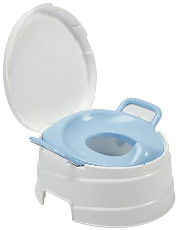 Primo 4in1 Kompletter Toilettentrainer & Tritthocker mit blauem Sitz, Weiß
