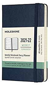 Moleskine - Agenda Settimanale 18 Mesi, Agenda Tascabile 2021/2022, Weekly Notebook con Copertina Rigida e Chiusura ad Elastico, Formato Pocket 9 x 14 cm, Colore Blu Zaffiro, 208 Pagine