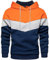 KENAIJING Felpa Uomo Felpe con Cappuccio Patchwork Sweatshirt Manica Lunga Semplice Pullover Hoodie (XL, Arancione)