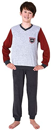 Toller Jungen Frottee Pyjama Langarm Schlafanzug mit Bündchen - 212 501 13 802, Farbe:dunkelgrau, Größe:146-152