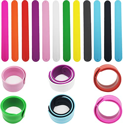 CTRICALVER Schnapparmbänder, 12 pcs Slap Armbänder aus Silikon, DIY Slap Armband, für Familien Bastelset Party Favors (12 Farben)