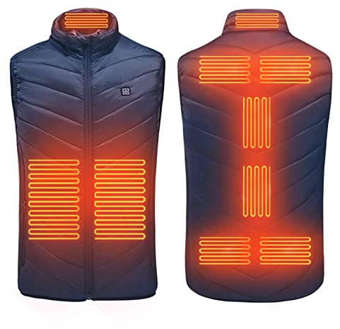 Beheizbare Weste Damen/herren Unisex, Heizweste Jagd, ärmellos Jacke Mit Heizung, Wärmeweste Usb, Elektrisch Heated Vest Powerbank Akku Kleidung Winter Gefüttert Wärmende Gilet Camping (Blau, S)