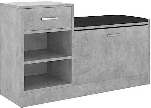vidaXL Panca Porta Scarpe Grigio Cemento 94,5x31x57 cm Multistrato