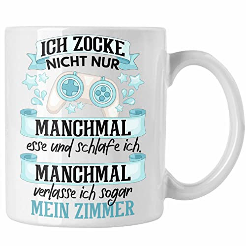Trendation - Zocker Video Gamer Tasse Geschenk Games PC Lustige Gaming Kaffeetasse Spruch Geschenk Jungs Gaming (Weiß)