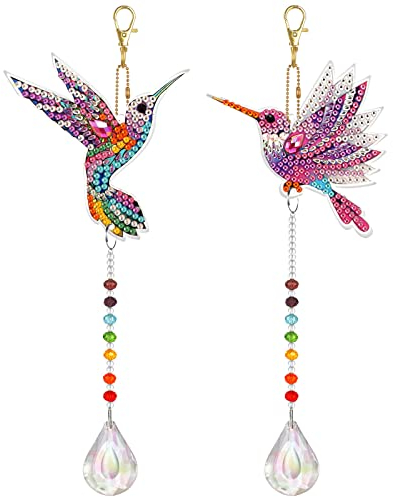 YOMAIDO Sonnenfänger| Suncatchers Diamond Painting Kolibri Kristall Regenbogen Anhänger für Fenster, Garten, Außen, Zuhause Büro