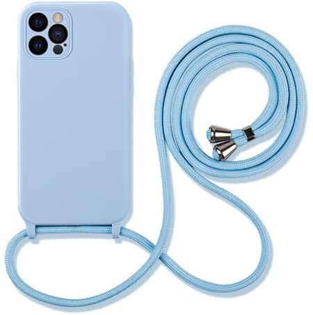 Hadwii Coque pour iPhone 13 Pro Max Coque avec Cordon de Collier, Ultra Mince Silicone Souple intérieure en Microfibre Étui avec Réglable Lanyard pour iPhone 13 Pro Max- Bleu Ciel