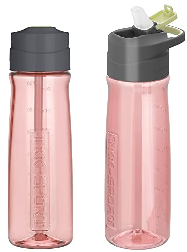 TKK Trinkflasche mit Strohhalm 700ml Auslaufsicher trinkflasche kinder Sportflasche Bpafrei Tritan Für Kindergärten Schulen Sport Rosa 1009