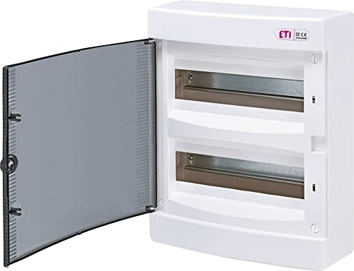 Sicherungskasten Aufputz IP40 Verteiler Kleinverteiler Stromverteiler Verteilerkasten Aufputzverteiler (2-reihig 24 Module, Transparente Tür)